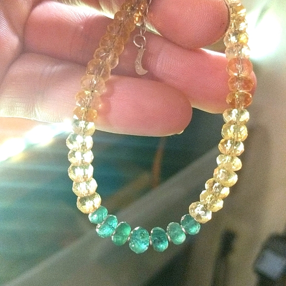 Emerald authentic/ citrine and sterling bracelet - Picture 2 of 6